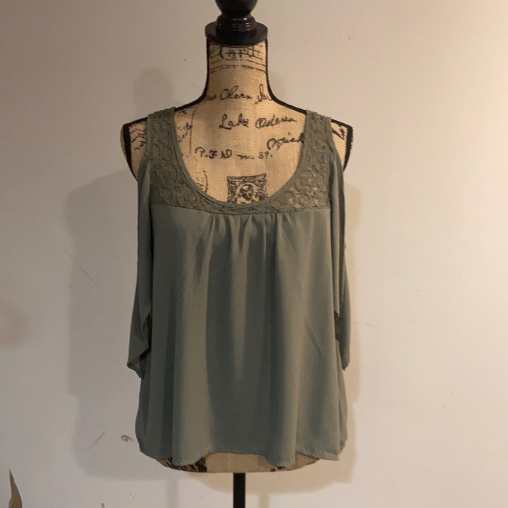 Army green off the shoulder top